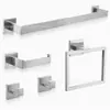Juego de Cinco Piezas de Tubo Cuadrado Transfronterizo Acero Inoxidable Barra para Toallas Anillo para Toallas Portarrollos de Papel Higiénico Gancho Baño Colgante de Baño Almacenamiento