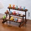 Estante de Exhibición de Almacenamiento de Muñecas de Madera de Nogal con Forma de Escalera Hecho a Mano Modelo de Estante de Almacenamiento Adornos de Modelo Escalera de Muñeca de Yeso Exhibición