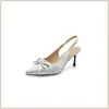 Sapatos de Salto Alto com Laço Deslumbrante Estilo Francês para Mulheres, Sandálias de Verão Fechadas na Ponta, Sapatos Sem Salto com Bico Fino, Sapatos Femininos Confortáveis e Versáteis