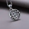 Prata de lei S925 padrão de grama Tang cruz flor do exército pingente personalidade retrô moderno masculino estilo hip hop oco pingente de colar atacado