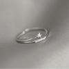 Anillo Abierto de Plata S925 con Estrella Incrustada de Diamante Anillo de Zirconia de Estrella de Cinco Puntas Personalizado Anillo de Dedo Índice Elegante y de Moda Y444