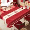 Toalha de mesa de casamento vermelha, lavável, à prova de óleo, à prova d'água, toalha de mesa de jantar, nova capa festiva para mesa de chá 2024, capa de noivado