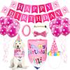 Kit de Festa de Aniversário para Cachorro Pet Transfronteiriço com Faixas, Chapéus de Aniversário, Balões, Babadores Triangulares e Laços
