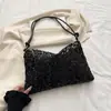 Bolsa de Ombro com Lantejoulas Estilo Coreano 2026 Novo Modelo, Bolsa de Braço Casual Estilosa, Bolsa Transversal Minimalista Estilo Ins Única para Mulheres
