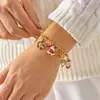 Enfeites de Mão de Natal Transfronteiriços Europeus e Americanos, Floco de Neve de Diamante Colorido para Árvore de Natal, Pulseira de Pérolas com Pingente de Doce Multicor