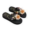 Chinelos de Verão para Mulheres, Tiras de Tecido Cetim Boêmio, Chinelos Casuais de Solado Plano para Praia, Chinelos de Estilo Étnico