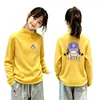 Camiseta Térmica de Fleece com Manga Longa para Meninas Infantil Primavera Outono Inverno Gola Alta Meia Camada de Base para Crianças Médias e Grandes Camiseta Estampada