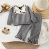 Conjunto de Suéter Infantil Outono e Inverno Novo Estilo Menina Estilo Pequeno Cheiroso Tricô Gola Redonda Blusa Calça Suéter Estilo Coreano Tendência