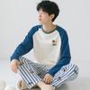 Pijama Nuevo de Algodón Puro para Niños Hombres Trajes de Manga Larga Primavera y Otoño Se Puede Usar Afuera Simple Estudiantes Adolescentes Ropa para Casa