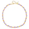 Colar Olho Grego Estilo Férias de Verão Estilo Boêmio Europeu e Americano Colar de Olho com Pedras de Argila Polimérica Incrustado com Diamantes para Mulheres