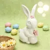 Adornos Cerámicos de Conejo de Pascua Mini Decoraciones de Conejo Cerámico Adornos Adornos Cerámicos Pintados a Mano Decoraciones