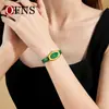 Reloj de Mujer Ofns Más Vendido de Alto Valor, Elegante Reloj de Cuarzo Ovalado Retro para Mujer con Esfera de Nácar, Pequeño Reloj Verde Impermeable