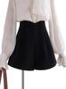 Shorts de Veludo Cotelê Preto Feminino Outono e Inverno Cintura Alta Emagrecedor Versátil Moda Calça de Roupa Externa Perna Larga Pequena Calça Casual