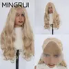 Peruca Longa Cacheada Estilo Europeu e Americano com Curvatura Natural, Cor Dourada Mesclada, Front Lace Crochê à Mão, Fibra de Alta Temperatura 13*4, Peruca Completa para Cosplay