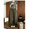 Calça balloon larga de cintura alta nova para outono para mulheres, estilo coreano com design de cordão, calça longa curva em patchwork que emagrece
