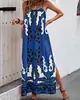 S32246 Transfronterizo Europeo y Americano Primavera y Verano Nuevo Sexy Tirantes Estampado Vestido INS Casual Holgado Ropa de Vacaciones