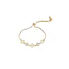 ¡Sombras de Flores bajo la Luna! Pulsera de Flor de Acetato de Zirconio Blanco, Lujo Ligero y Sensación de Alta Gama, Joyería Electrochapada en Oro Real de 14K