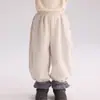 Pantalones de Invierno de Forro Polar para Niños, Grandes y Pequeños, 26, Nuevo Estilo de Invierno, Niños Niñas, Estilo Coreano, Color Sólido, Una Pieza, Forro Polar, Casual, Pantalones Largos