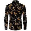 Camisa masculina de manga longa em cetim com estampa de corrente estilo europeu Temu Xiyin, camisa casual, atacado de fábrica