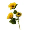 Girasol Artificial de 3 Cabezas Flocado Planta de Girasol para Decoración de Bodas, Accesorios de Decoración para Sala de Estar del Hogar, Accesorios para Fotos, Flor Artificial