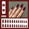 Comércio Exterior Simples Retrô Vinho Fino Glitter Amêndoa Unhas Estilo Europeu Ins Wear Nails 24 Peças Unhas Postiças