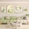 Sala de Estar Nórdica Sofá Parede de Fundo Decoração Pintura Estilo Creme Fresco Pendurado Quadro Floral Pastoral Pendurado na Parede Combinação Mural