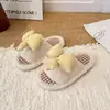 Pantuflas de Pelo Planas para Niños 2026 Otoño/Invierno Pantuflas de Algodón para Niñas Lindo Moño Alta Apariencia Pantuflas de Una Correa Versátiles