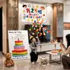 Feliz Cumpleaños para Niños de 2 Años, 4 Años, 5 Años, Niños, Niñas, Globos de Fiesta, Cadena de Lluvia para Colgar, Tela Colgante, Decoración de Escenario 3