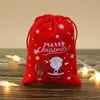 Bolsa de regalo de franela con fondo redondo (Ping An Guo) Bolsa con cordón Papá Noel Muñeco de nieve Peluche Bolsa con cordón Bolsa para dulces y regalos