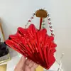 Bolso de Acrílico con Forma de Concha, Moderno y Único, con Cadena de Perlas, Bolso de Mano Brillante, Bolso de Hombro, Bolso Pequeño para Decoración de Fiesta