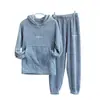 Pantalones de Linterna de Hada de Coral Polar Cálidos Conjunto de Suéter con Capucha Otoño e Invierno Casual Talla Grande Holgado Ropa Exterior Ropa para el Hogar