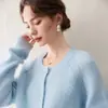 Baicai Rong 2026 Outono/Inverno Novo Cardigã de Tricô Cashmere Gola Redonda Luxo Leve Casaco Suéter Quente Solto Preguiçoso