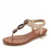 Sandalias de Dedo Estilo Bohemio Verano Anillo Redondo Correa Tejida Tacón de Cuña Suela Suave Cómodas Zapatos de Playa para Vacaciones 588-162