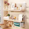 Prateleira de parede sem furos, perfeita para quartos de estudantes, armazenamento de cabeceira e organização de dormitórios; cesta de parede, prateleira de armazenamento para quarto
