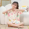 Pijama Nuevo para Niñas 2025 Verano Delgado Manga Corta Niños Niñitas Verano Bebé Conjunto Ropa para Casa Exterior