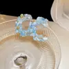 Aretes Flor de Cristal Azul Aguja de Plata, Aretes Dulces Estilo Vacaciones en la Costa, Aretes Simples y Versátiles con un Diseño Único