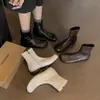 Botas super elásticas para mujer, de tacón bajo, ajustadas, nuevo estilo otoño/invierno, diseño coreano, punta redonda, cremallera lateral, talla grande, botines elásticos para mujer