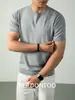 Tricô de Seda de Amora Lyocell de Luxo Leve Camiseta de Manga Curta Masculina Verão Fina Elegante Business Respirável Casual