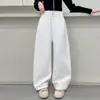 Pantalones Blancos para Niñas Primavera y Otoño Nuevos Elegantes Ajustados de Pierna Ancha Estudiantes de Secundaria Pierna Recta Mezclilla Algodón Casual Largos