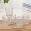 Taza de Vidrio para Velas con Patrón Repujado Retro Nueva Taza Vacía Transparente Espesada Portavelas de Aromaterapia para Dormitorio Botella de Adorno de Fragancia