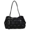 Bolso retro minimalista Maillard de un solo hombro para mujer, bolso tote de lunares otoño/invierno 2026, gran capacidad, estilo casual nuevo, bolso de axila