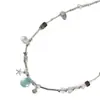 Collar Imitación Estilo Océano Fresco Azul Claro Colgante Estrella de Mar Cadena para Clavícula con Perlas Collar Estilo Vacaciones de Nicho