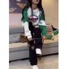 9771 Da Ai Mei Yi Yuan Primavera 2026 Nuevo Sudadera de Manga Larga con Bloques de Color y Estampado Conjunto de Pantalones Casuales Moda Adelgazante para Mujer
