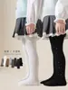 Novas leggings de algodão tricotado de outono para crianças, meias-calças finas com listras verticais e padrão de estrelas, calças da moda estilo coreano