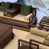 Novo Sofá de Madeira Maciça para Sala de Estar Estilo Chinês 2025 Nova Cama Luohan de Madeira Ébano Móveis para Apartamento Pequeno Villa Zen
