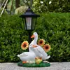 Família Pato Girassol Transfronteiriça Luz Solar Externa Decorações Decorativas de Jardim Pátio Artesanato de Resina para Jardinagem