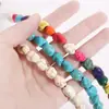 Contas de Rachadura de Formato Irregular Contas Sintéticas de Turquesa Feitas à Mão Pulseira DIY Joias Turquesa com Linha Preta Moldada