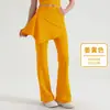 Conjunto destacável de duas peças com calça boca de sino, calça-saia de cintura alta que cobre o quadril, calça longa esportiva ao ar livre para yoga com leve boca de sino, roupa feminina para fitness