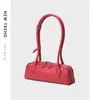 Bolsa Feminina Mais Vendida Bolsa de Ombro Baguete de Nicho Coreana Bolsa Vermelha Couro Genuíno de Luxo Leve para Ombro para o Trabalho Bolsa de Braço