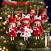 Plano 2D Juego de 16 Piezas Diseño Clásico Rojo Blanco Decoración de Árbol de Navidad de Alta Calidad Muñeca Niña Adornos Colgante